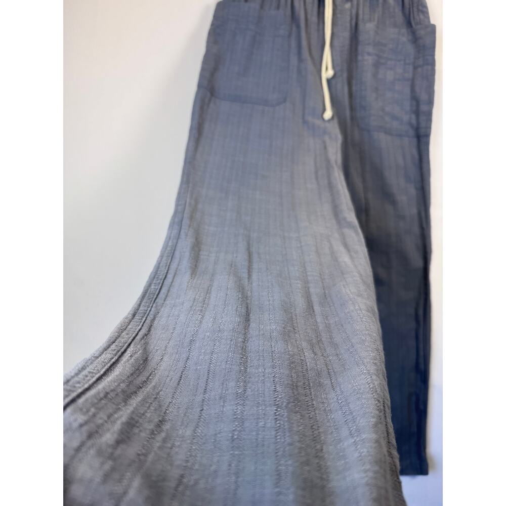 Very J Crinkle Gauze Drawstring Wide Leg Pants Medium Blue Cotton Blend Pockets - Picture 3 of 9